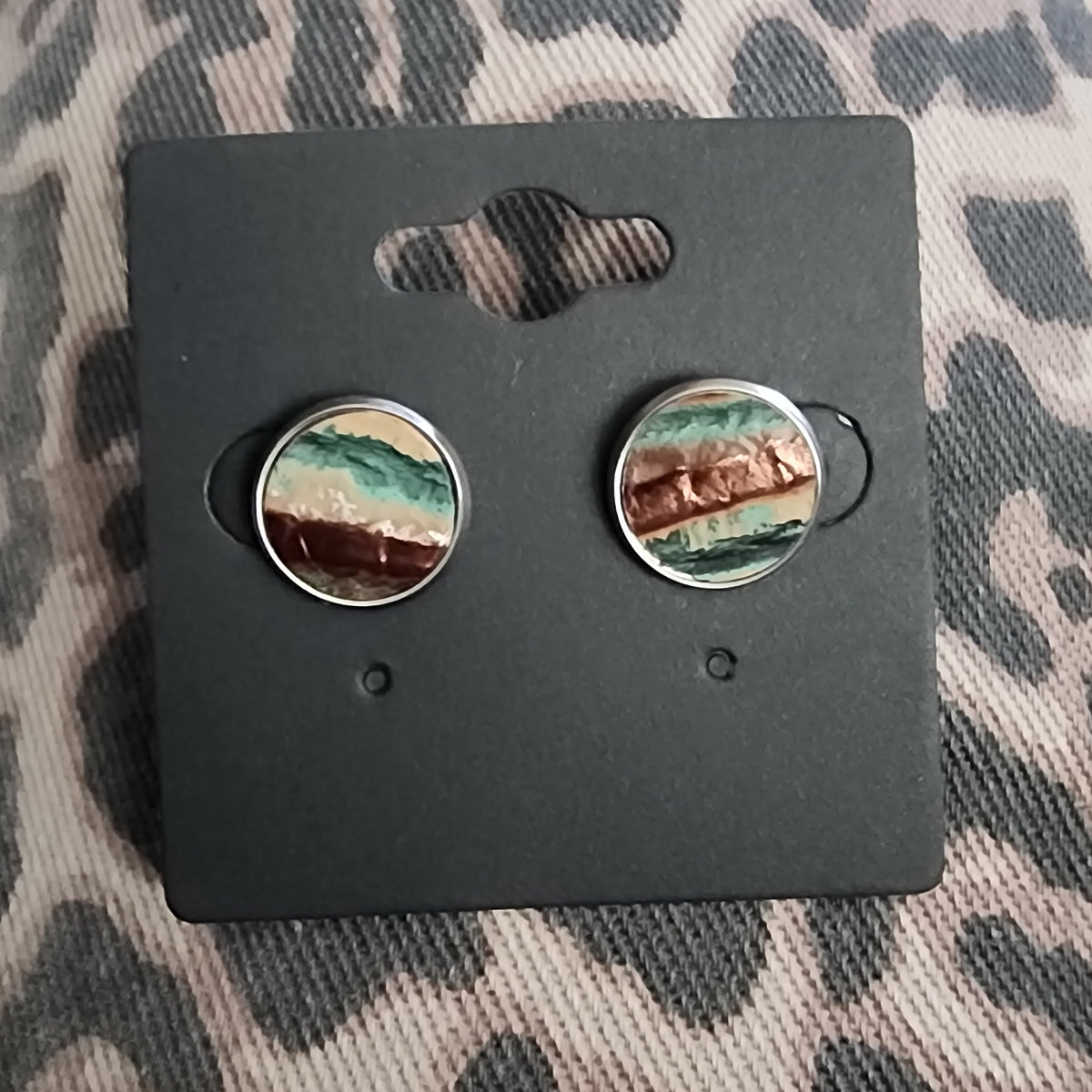 Embossed Faux Leather Handmade Stud Earrings - Multiple Colors