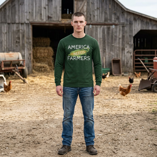America Needs Farmers Long Sleeve Tee, Unisex Jersey Tee, Gift for Farmers, Agriculture Apparel, Farm Lover Shirt