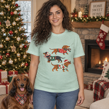 Dachshund Trio Christmas Sweater Tee