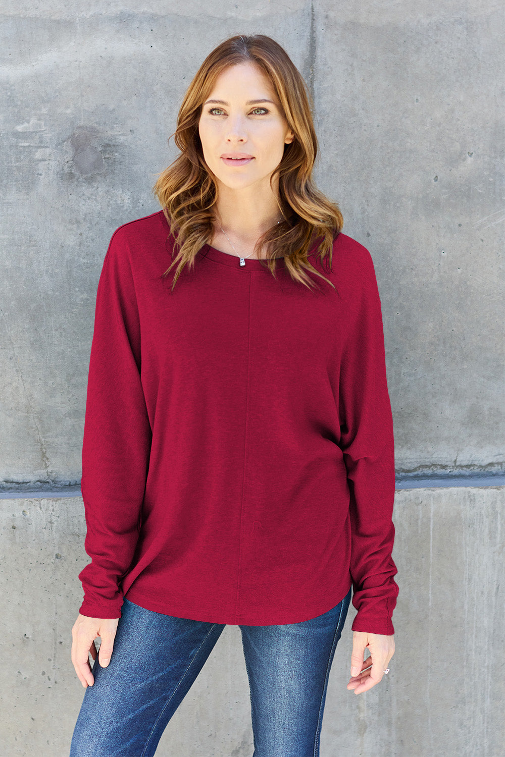 Double Take Full Size Round Neck Long Sleeve T-Shirt - Multiple Colors