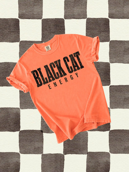 Retro Spooky Black Cat Energy Comfort Colors Graphic Tee