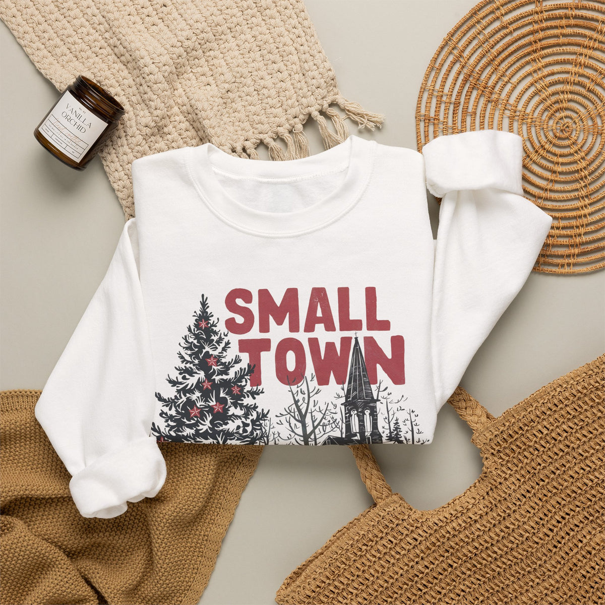 Small Town Christmas on Gildan Unisex Heavy Blend™ Crewneck Sweatshirt