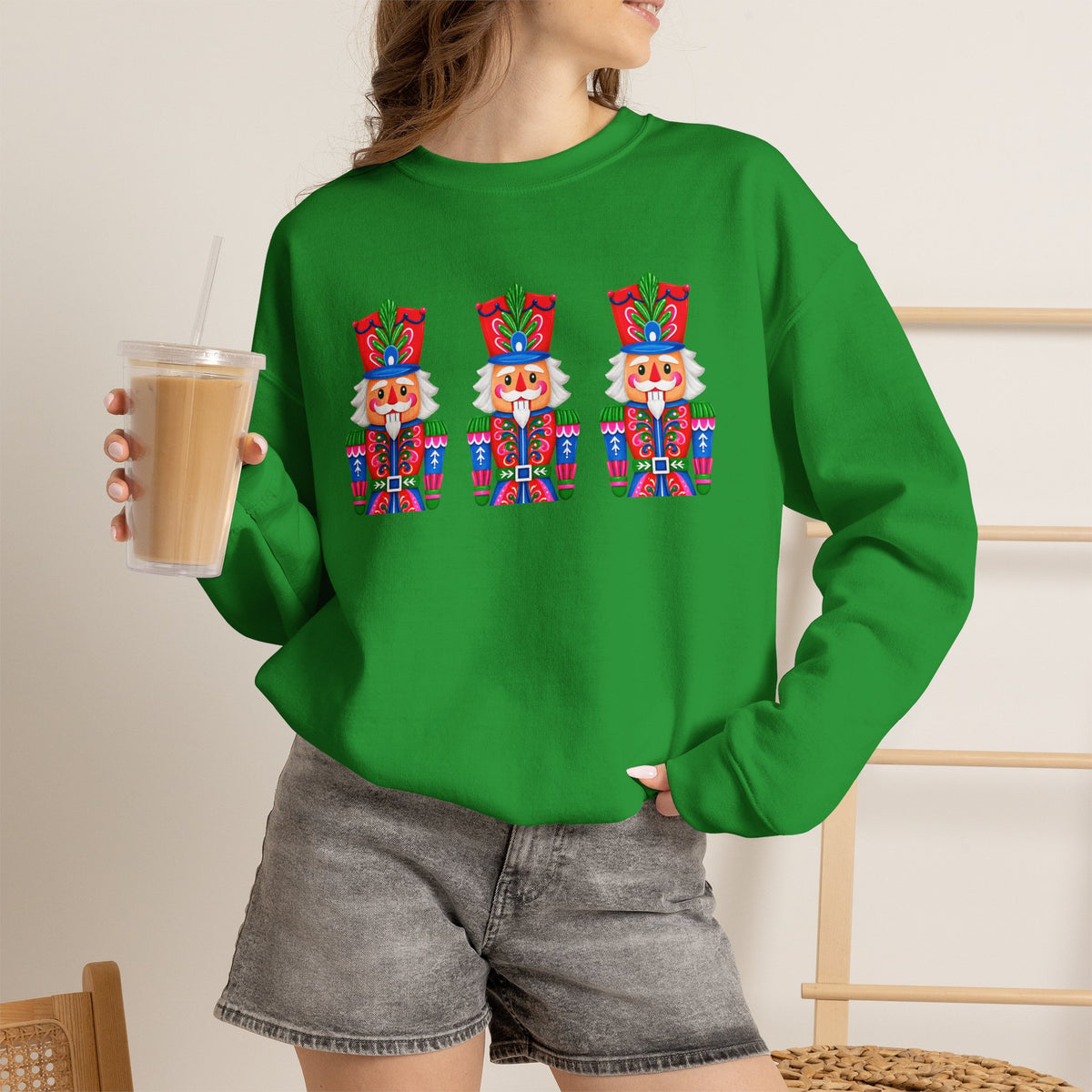 Nutcracker Crewneck Sweatshirt — Festive Triple Nutcracker Holiday Pullover