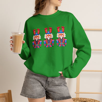 Nutcracker Crewneck Sweatshirt — Festive Triple Nutcracker Holiday Pullover