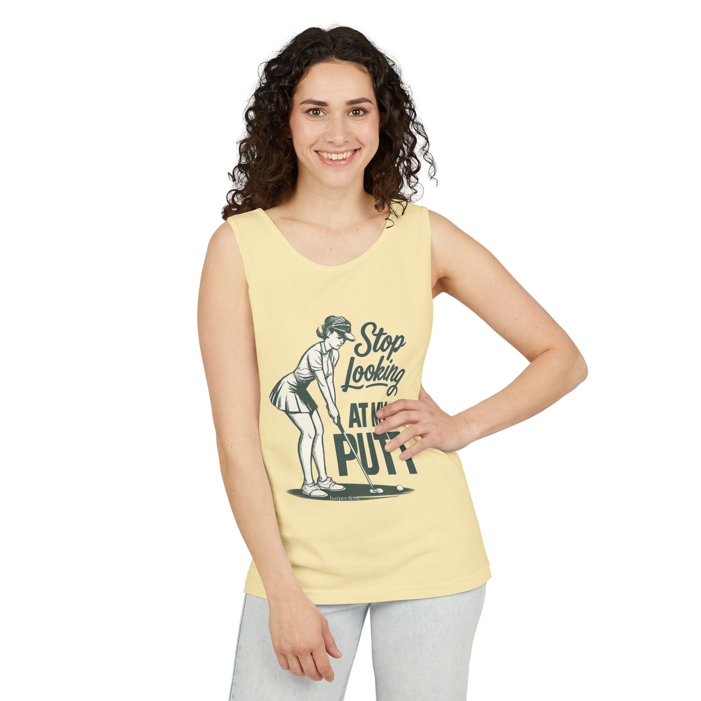 Golf Tank Top — "Stop Looking at My Putt" Funny Golfing Tank