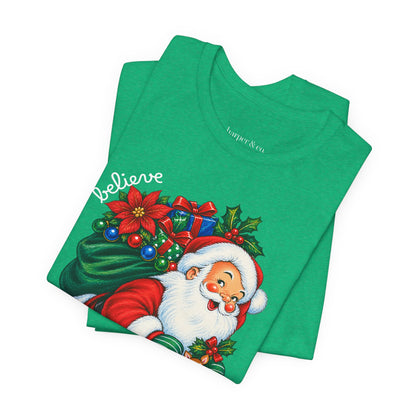 Vintage Santa 'Believe' Christmas Tee