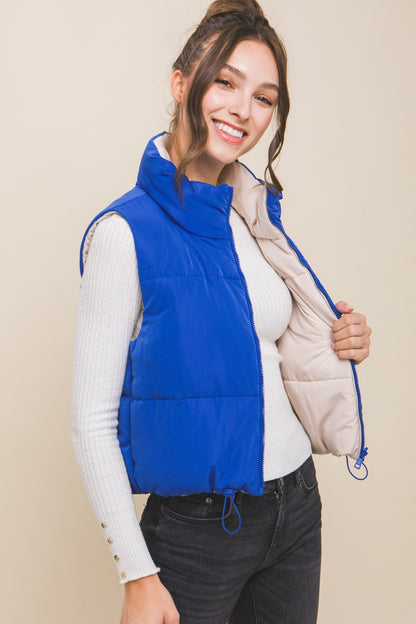 Love Tree Zip Up Cropped Contrast Reversible Vest