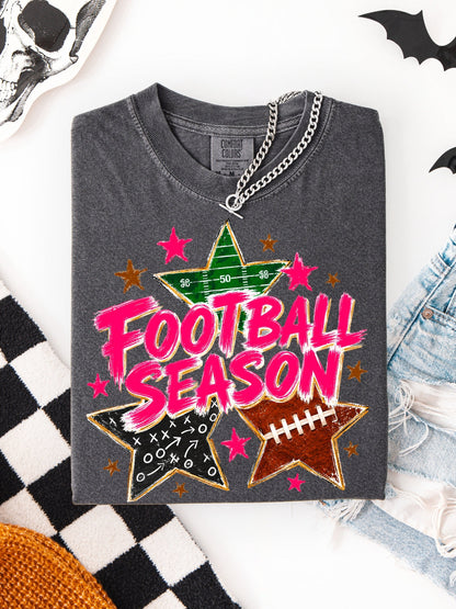 Preppy Retro Football Season Comfort Colors Graphic Tee