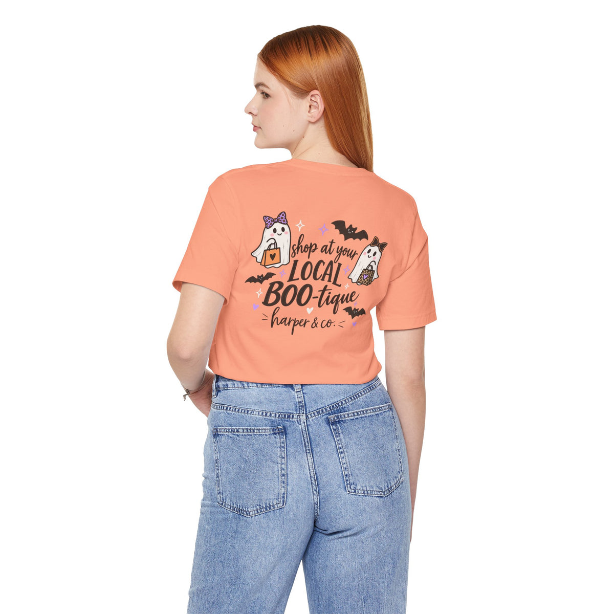 Halloween Ghost Tee — "Shop at Your Local BOO-tique" Graphic T-Shirt