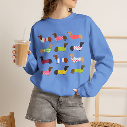 Colorful Dachshund Crewneck Sweatshirt — Vibrant Wiener Dog Design
