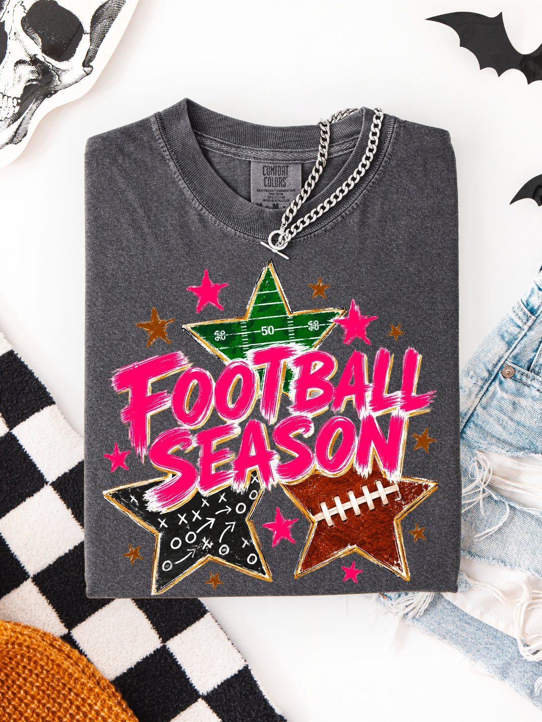 Preppy Retro Football Season Comfort Colors Graphic Tee