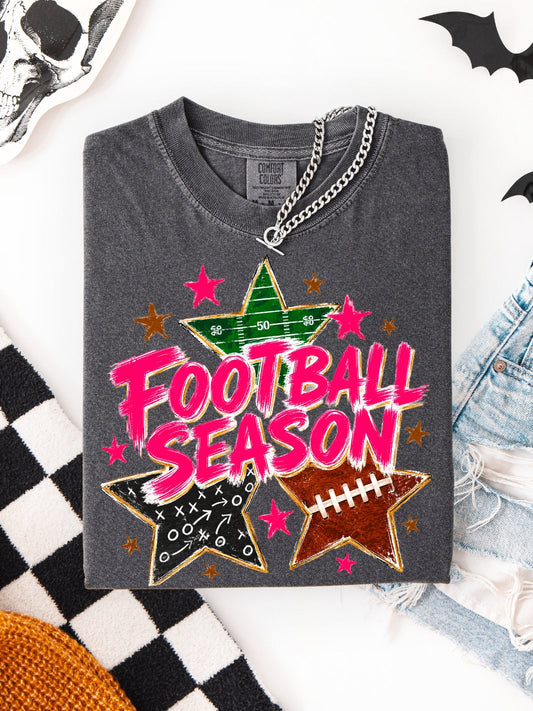 Preppy Retro Football Season Comfort Colors Graphic Tee