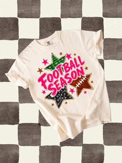 Preppy Retro Football Season Comfort Colors Graphic Tee