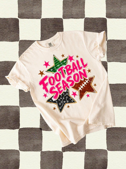 Preppy Retro Football Season Comfort Colors Graphic Tee