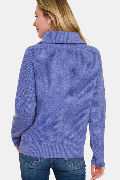 Zenana Half Zip Long Sleeve Sweater