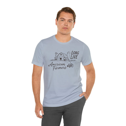 Long Live American Farmers Tee — Vintage Farmhouse Barn & Tractor T-Shirt