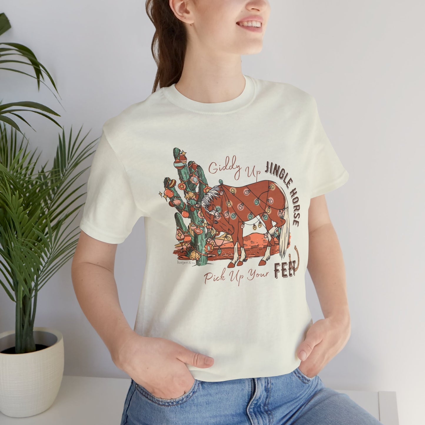 Giddy Up Jingle Horse Bella Canvas Full Size Unisex Jersey Short Sleeve Tee