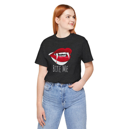 Bite Me Vampire Lips Tee — Red Lip Fang Graphic T-Shirt