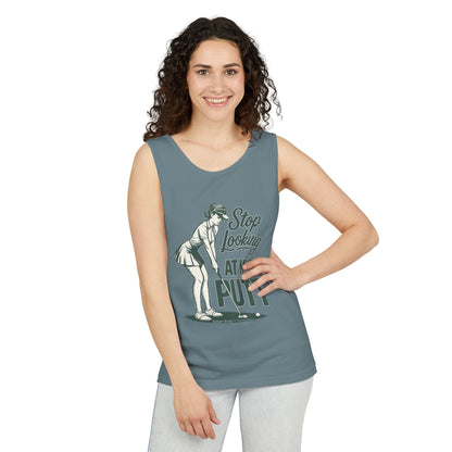 Golf Tank Top — "Stop Looking at My Putt" Funny Golfing Tank