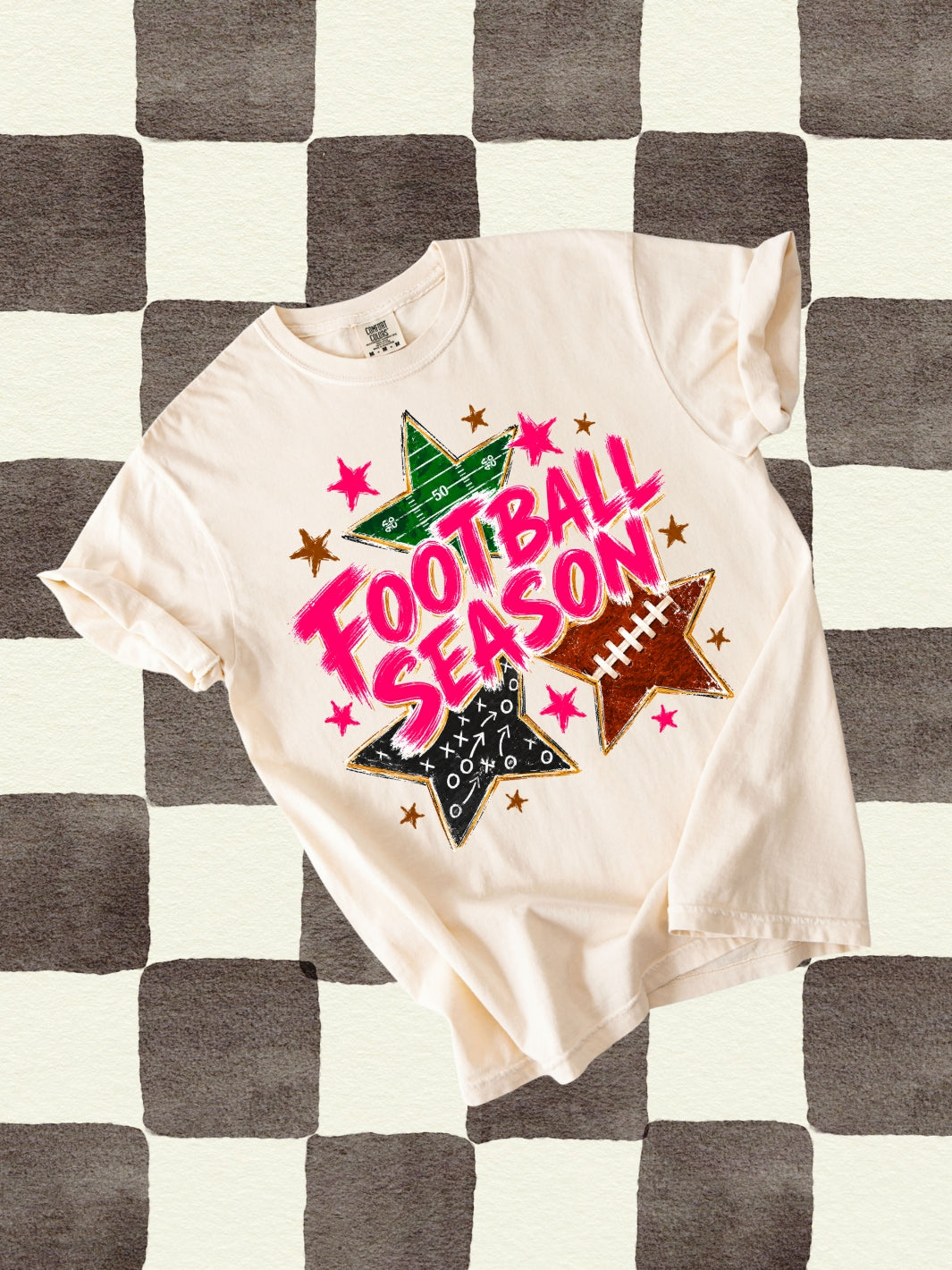 Preppy Retro Football Season Comfort Colors Graphic Tee