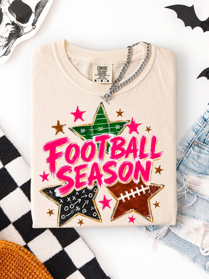 Preppy Retro Football Season Comfort Colors Graphic Tee