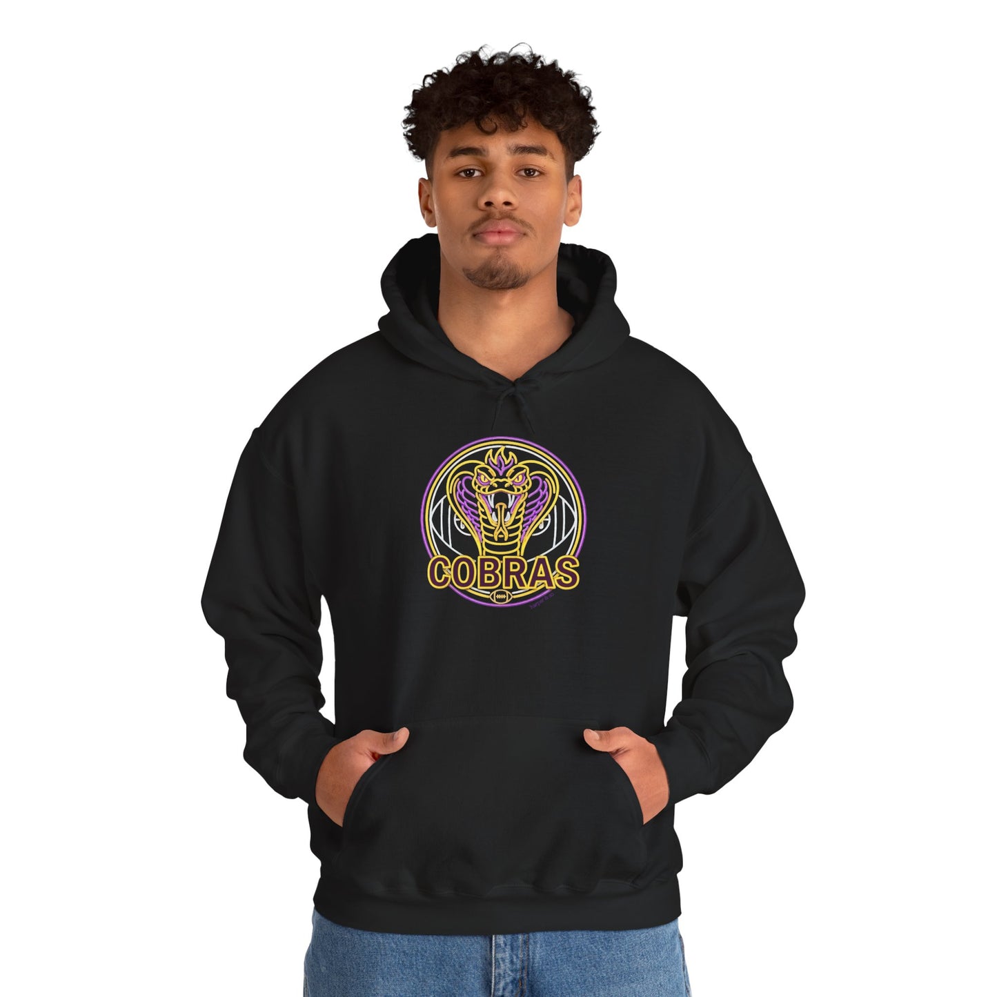 Cobra Logo Hoodie — Retro Neon 'Cobras' Graphic Pullover