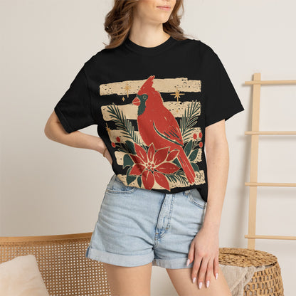 Cardinal & Poinsettia Holiday T-Shirt