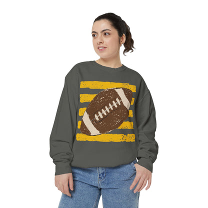 Vintage Football Color Comfort Sweatshirt — Distressed Retro Stripes Crewneck