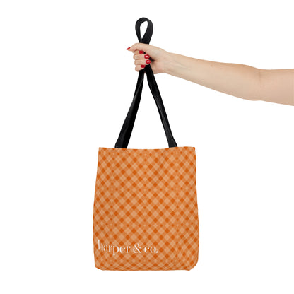 Orange Tartan Plaid Tote Bag