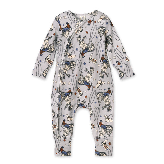 Western Cowboy Rodeo Zipper Baby Romper - Bamboo Convertible