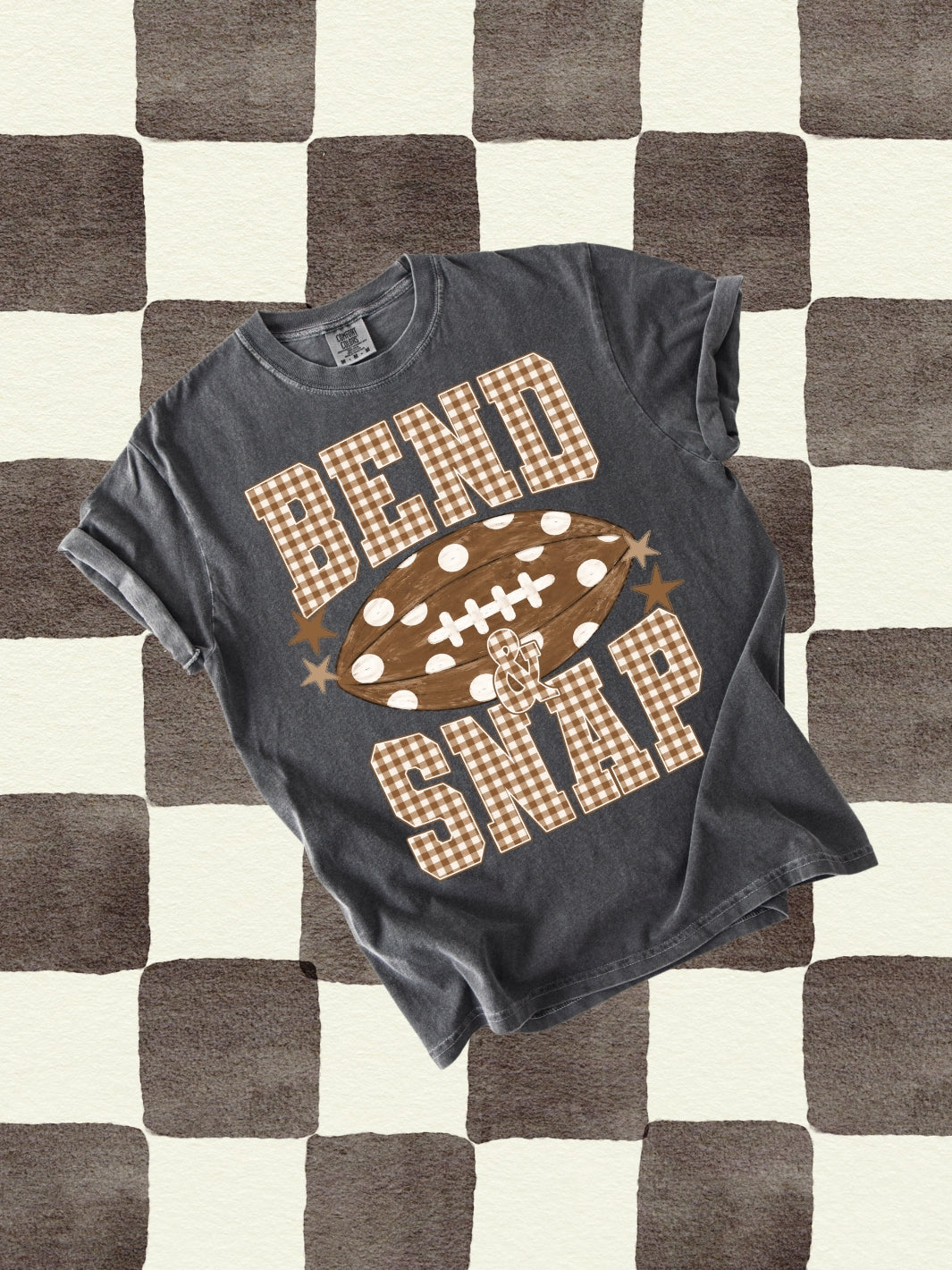 Retro Checkered Football Bend & Snap Comfort Colors Graphic Tee