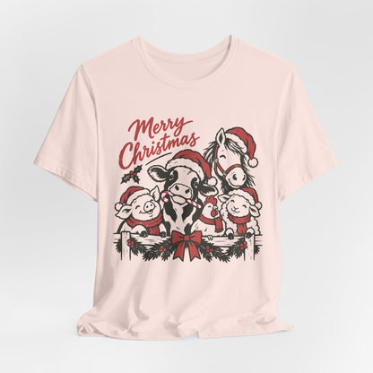 Merry Christmas Farm Animals Graphic Tee