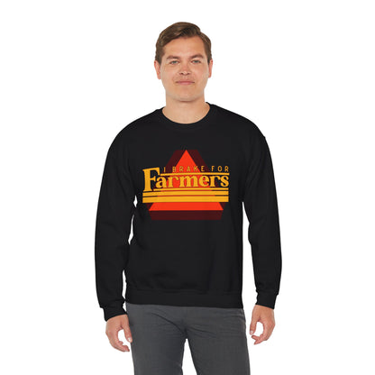 Farmers Crewneck Sweatshirt — 'I Brake for Farmers' Retro Farm Crew