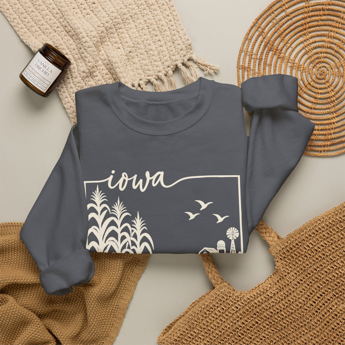 Iowa Farm Scene Crewneck Sweatshirt