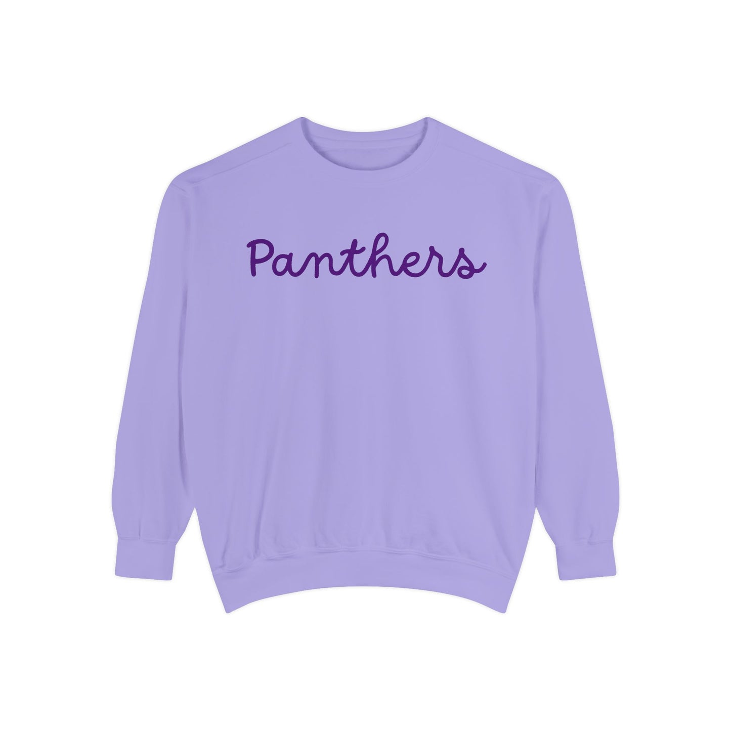 Panthers Script Sweatshirt — Lavender Team Crewneck