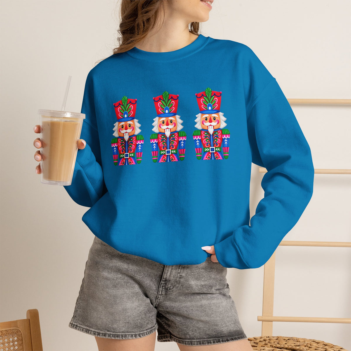 Nutcracker Crewneck Sweatshirt — Festive Triple Nutcracker Holiday Pullover