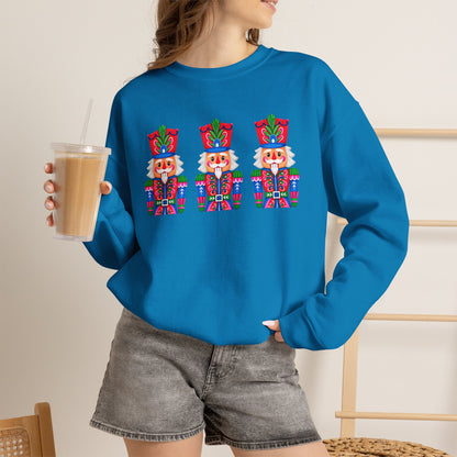 Nutcracker Crewneck Sweatshirt — Festive Triple Nutcracker Holiday Pullover