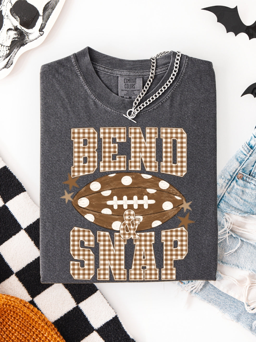 Retro Checkered Football Bend & Snap Comfort Colors Graphic Tee