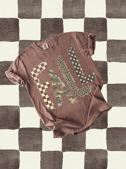 Retro Fall Checkered Leopard Comfort Colors Graphic Tee