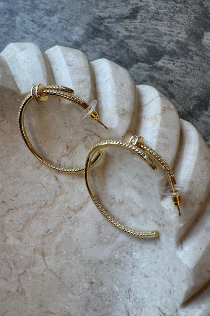 Diamond Nailhead Hoop Earrings