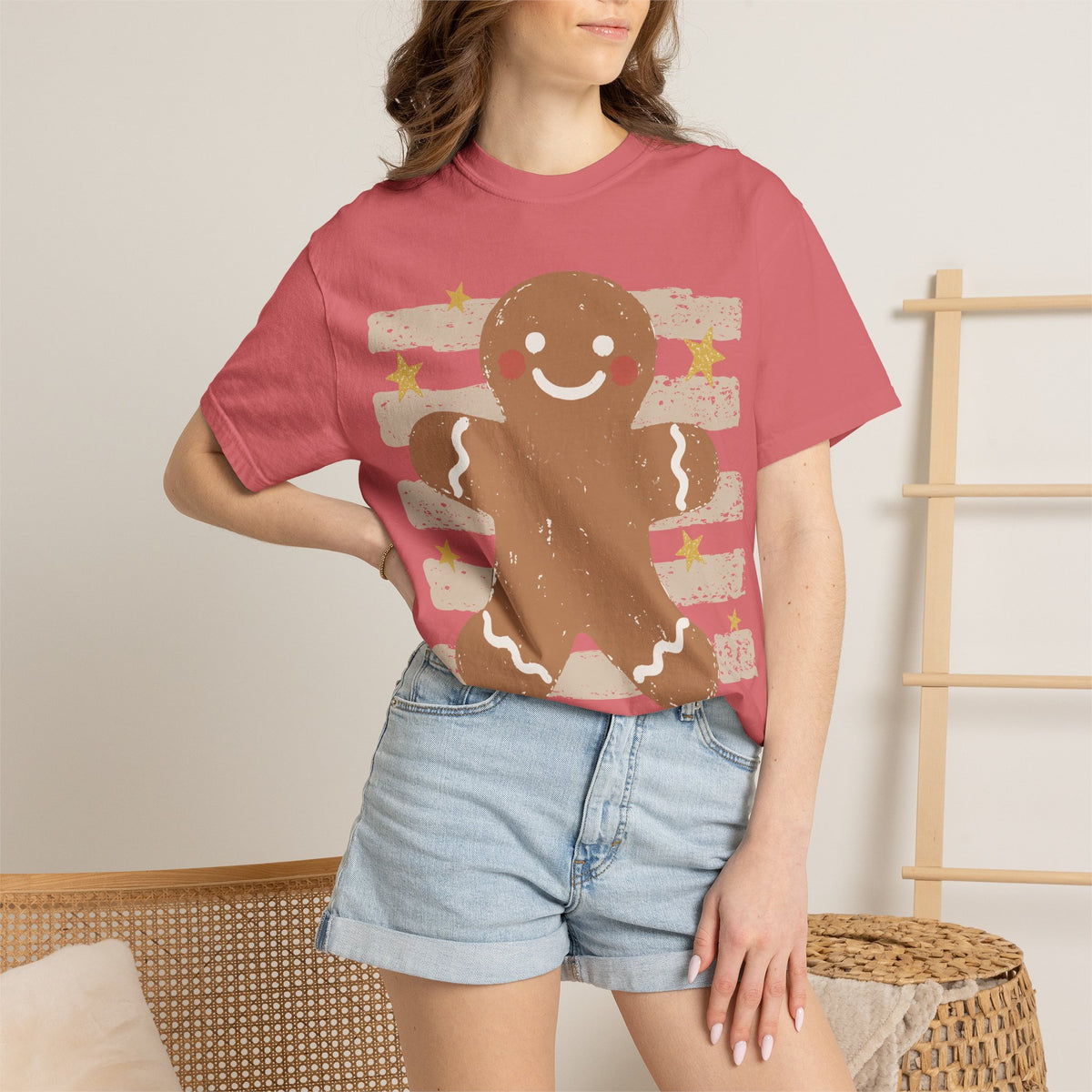 Gingerbread Cookie T-Shirt — Retro Striped Holiday Tee
