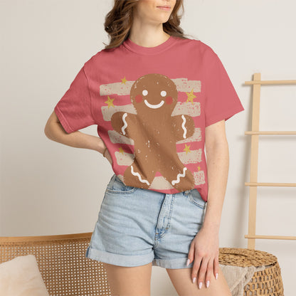 Gingerbread Cookie T-Shirt — Retro Striped Holiday Tee