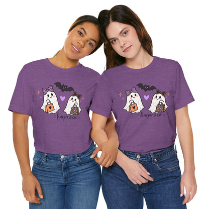 Cute Halloween Ghosts T-Shirt — Trick-or-Treating Ghosts with Bats & 'harper & co.'