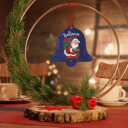 Metal Ornament - 'Believe' Santa & Custom Name 2026 Holiday Keepsake