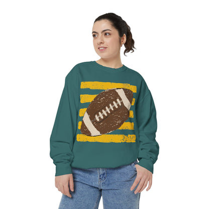 Vintage Football Color Comfort Sweatshirt — Distressed Retro Stripes Crewneck