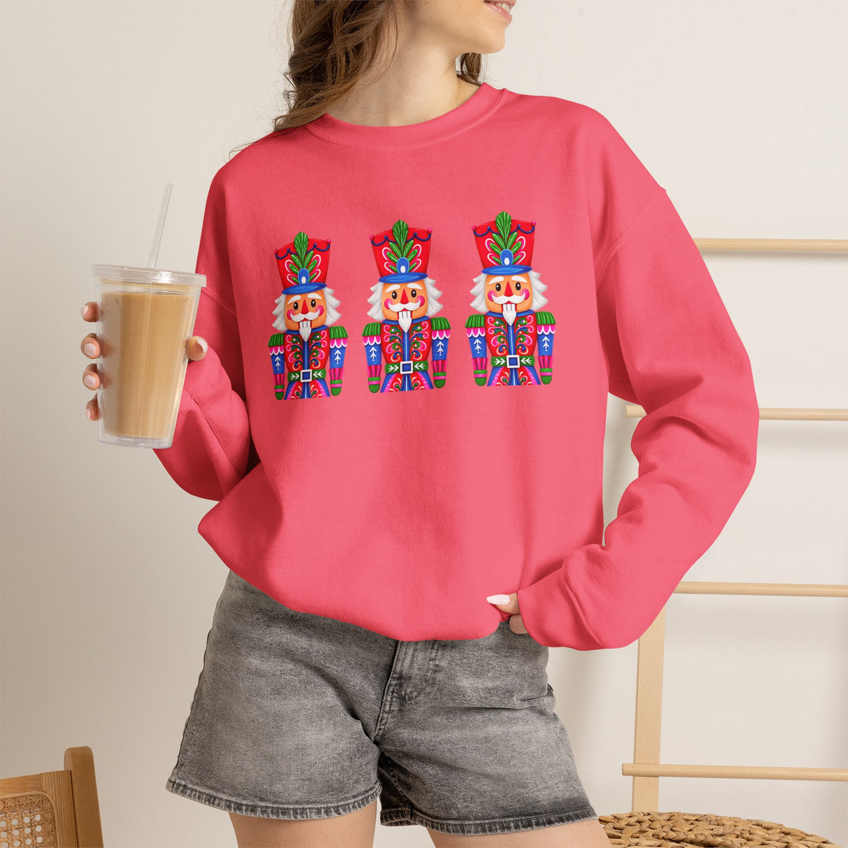 Nutcracker Crewneck Sweatshirt — Festive Triple Nutcracker Holiday Pullover