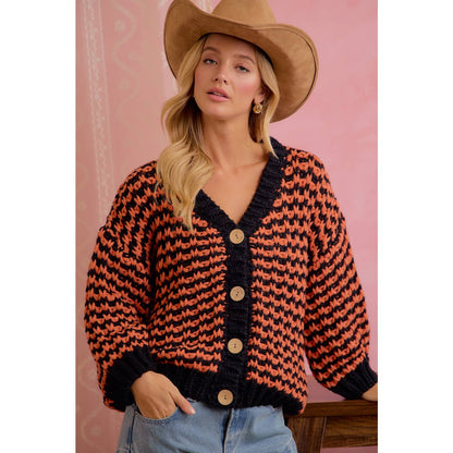 BiBi Halloween Chunky Knit Button Front Cardigan