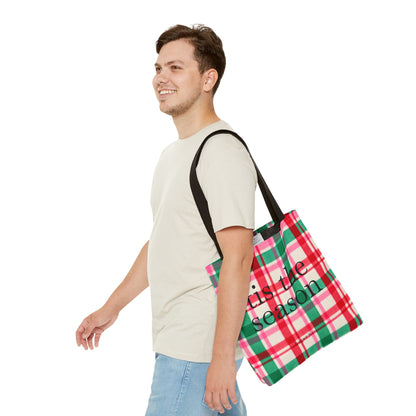 Christmas Plaid Tote Bag - 'Tis the Season Holiday Market Bag