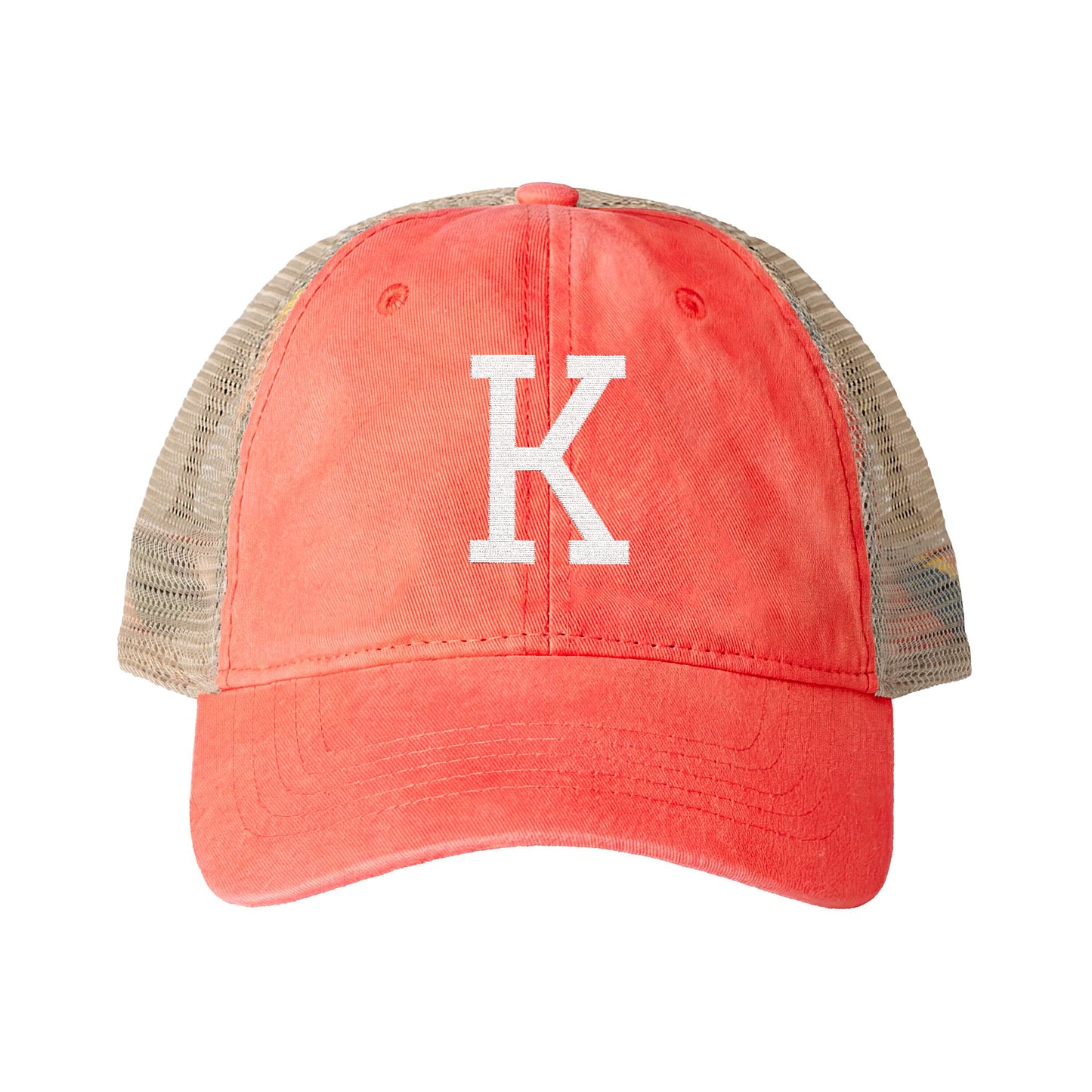 Personalized Initial Women's Washed Mesh-Back Cap