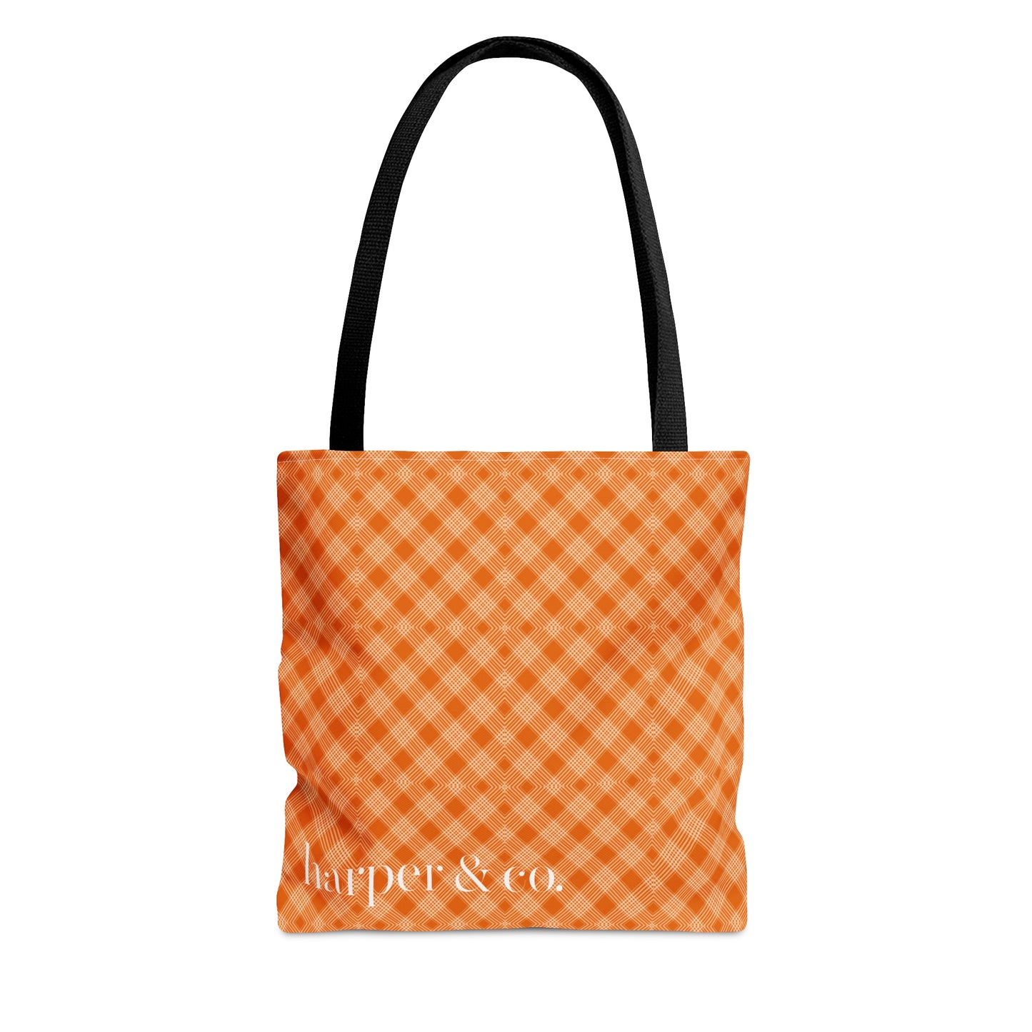 Orange Tartan Plaid Tote Bag